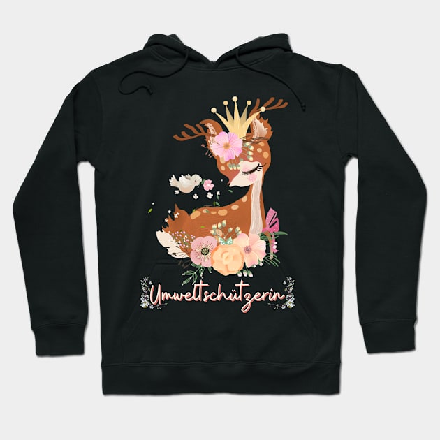 Reh Umwelt Schutz Prinzessin Blumen Süß Hoodie by Maggini Art